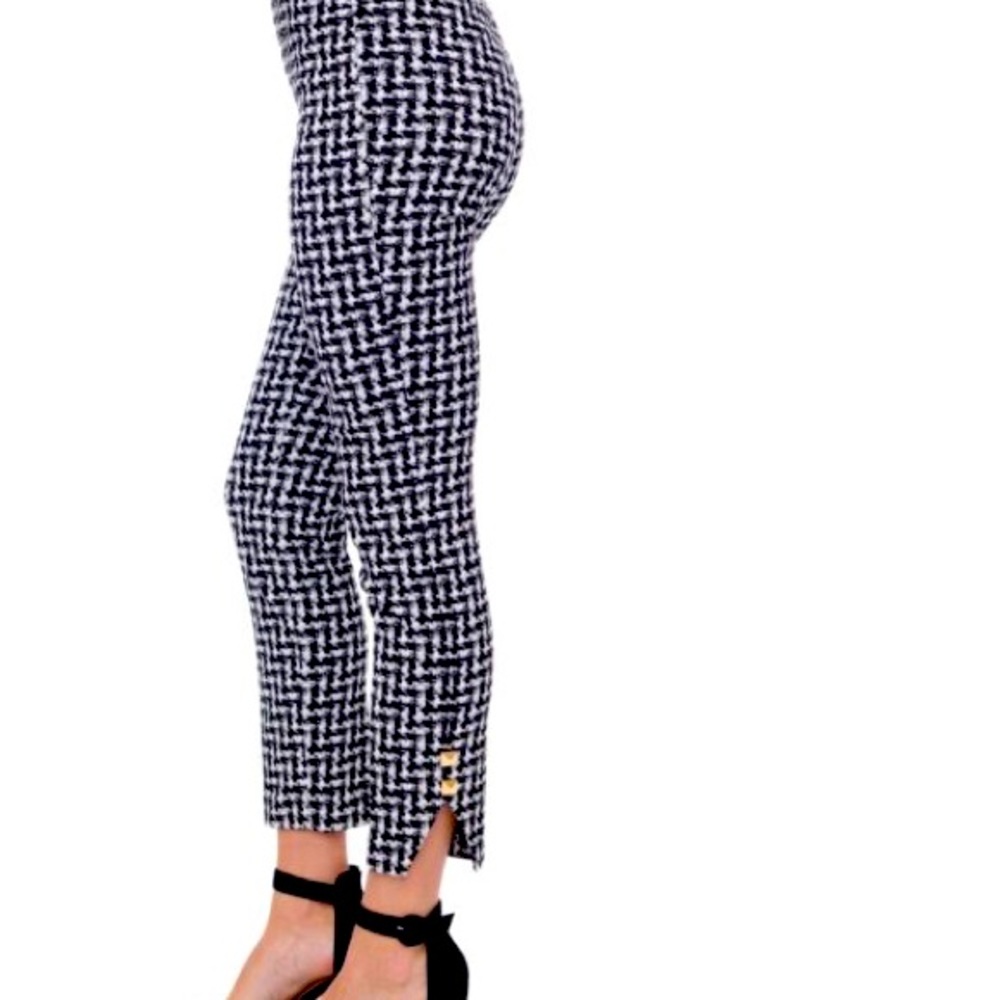 Up! Houndstooth Print Pants with ankle vent faux Pearl and Fringe Details Sz 12 - Picture 2 of 12